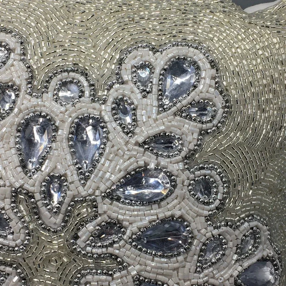 x2 Glitz & Glimmer Christmas Beaded Silver Snowflake Throw Pillow Set Decor 14